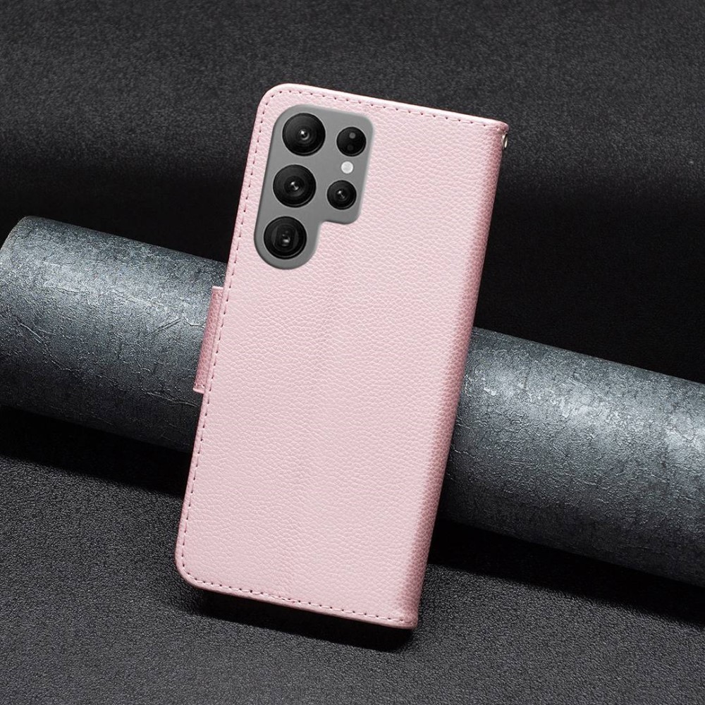  Samsung Galaxy S23 Ultra Fodral Litchi Shark Roséguld