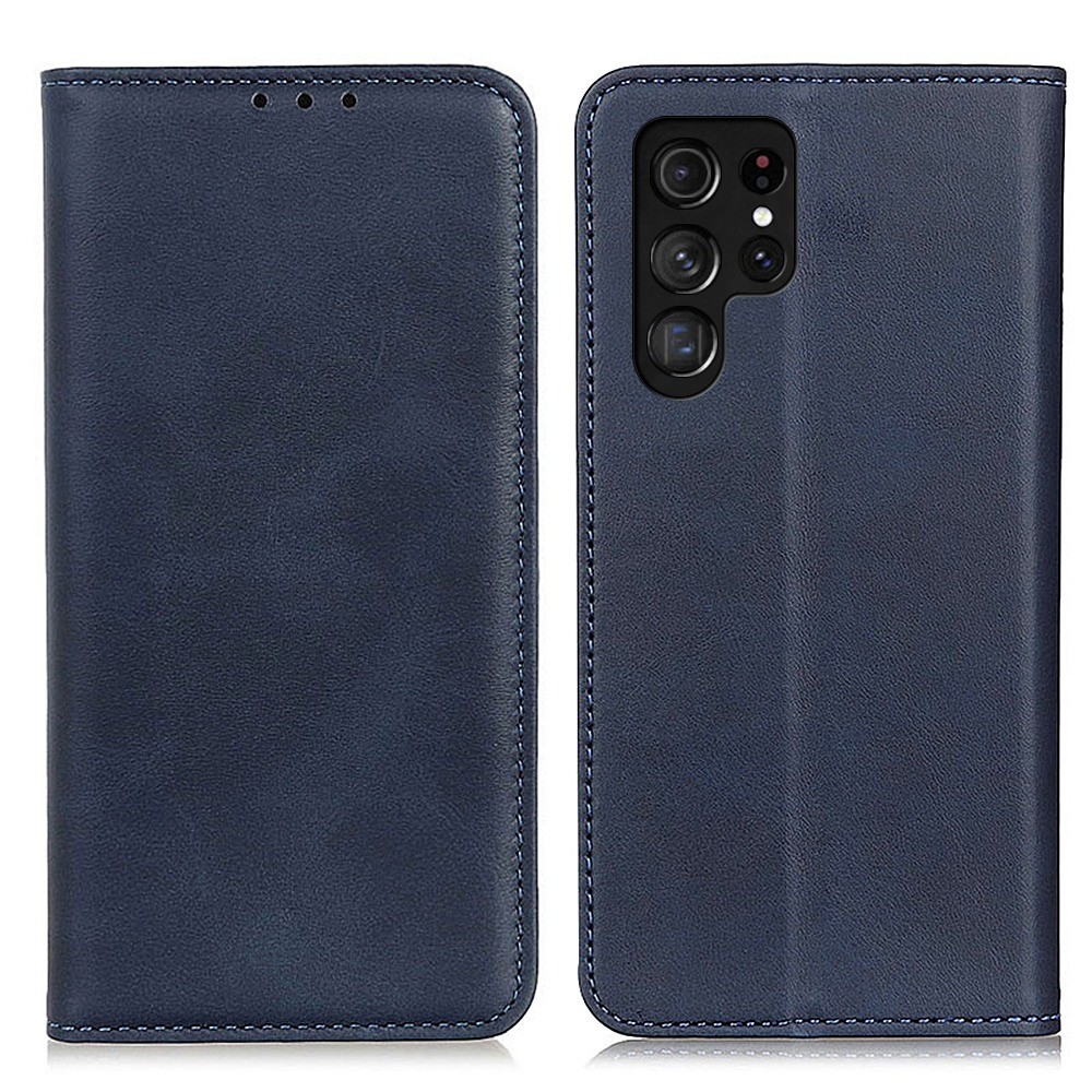  Samsung Galaxy S23 Ultra Flip Fodral Split Läder Blå