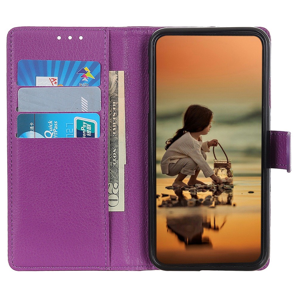 Samsung Galaxy S23 Ultra Fodral Litchi Läder Lila