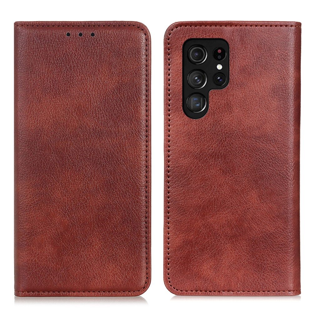 KHAZNEH KHAZNEH Galaxy S23 Ultra Flip Fodral Split Läder Brun