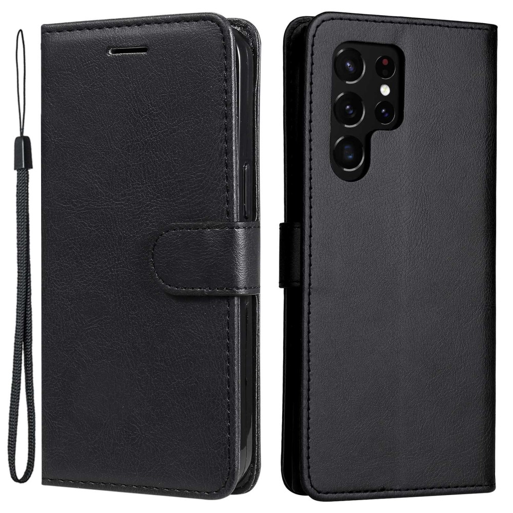  Samsung Galaxy S23 Ultra Fodral Solid Läder Svart