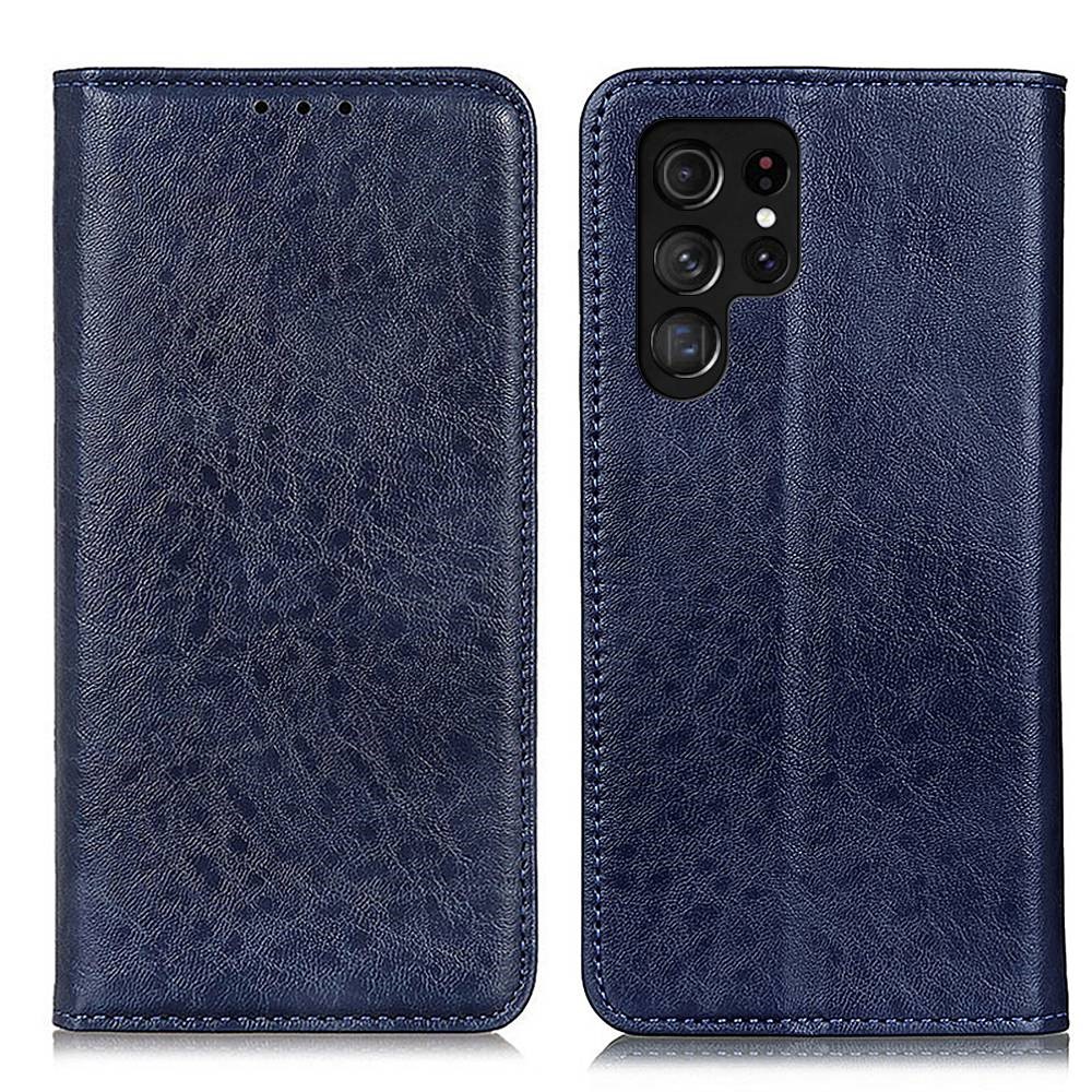 Samsung Galaxy S23 Ultra Flip Fodral Crazy Horse Blå