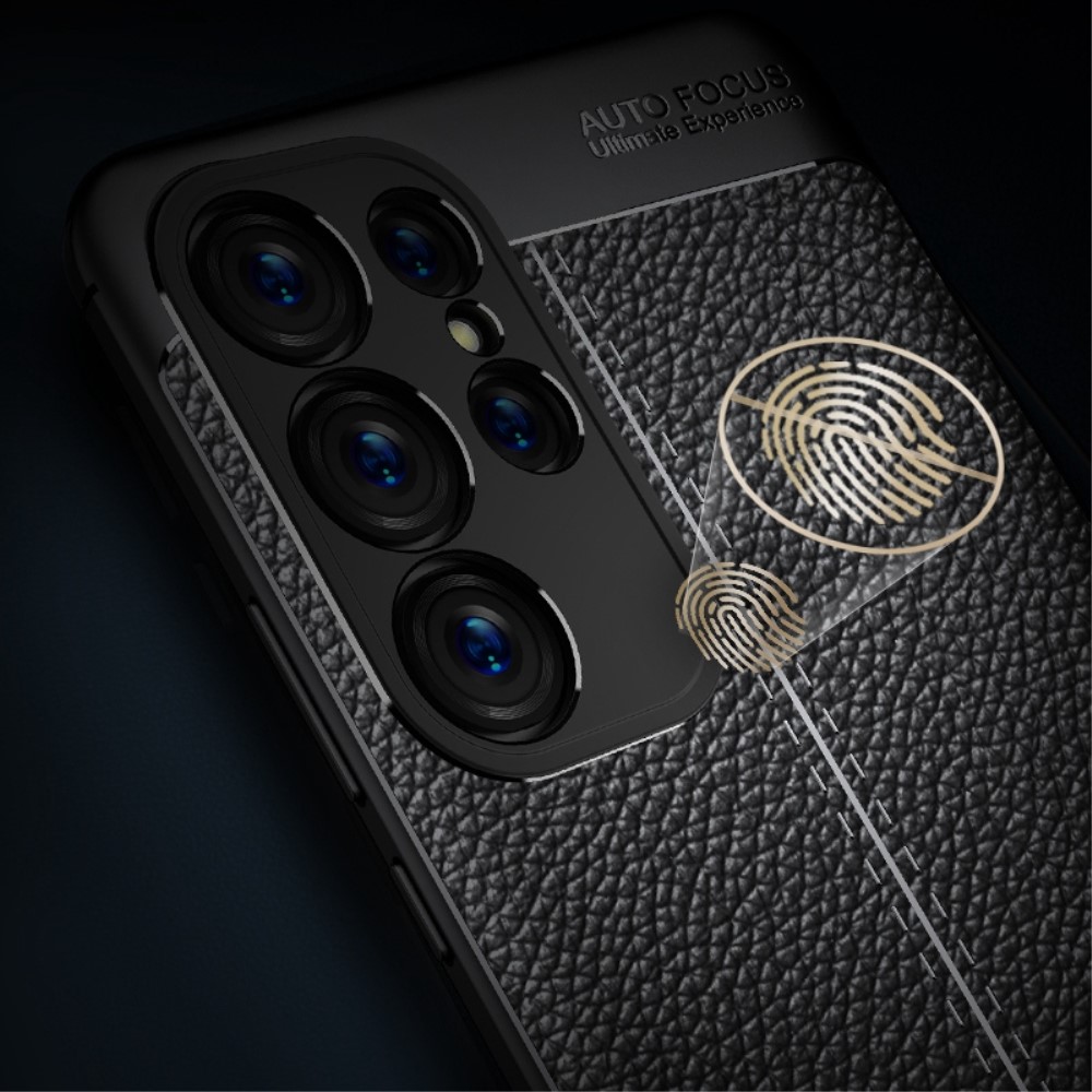  Samsung Galaxy S23 Ultra Skal Litchi Textur Blå