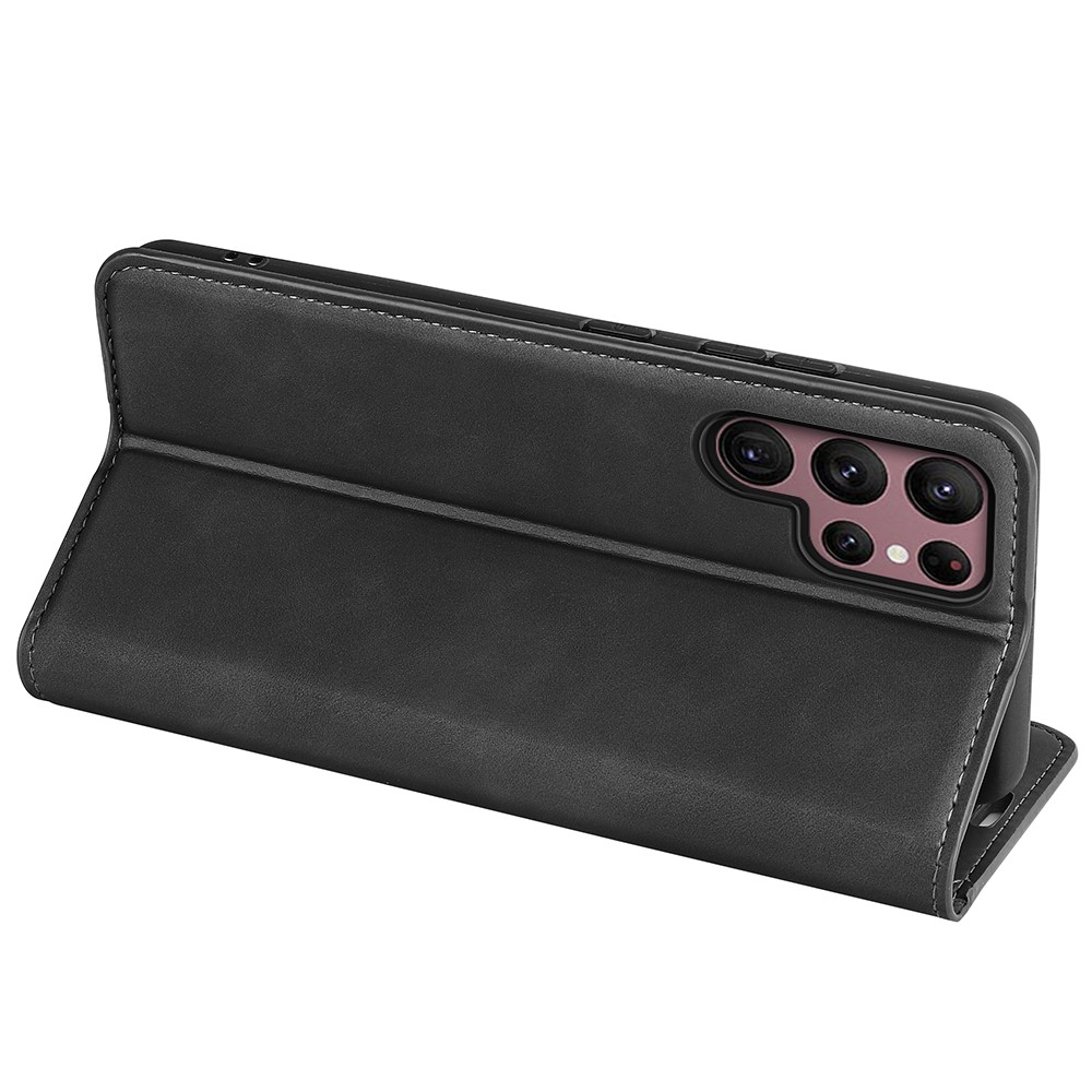  Samsung Galaxy S23 Ultra Fodral Flip Skin Touch Svart