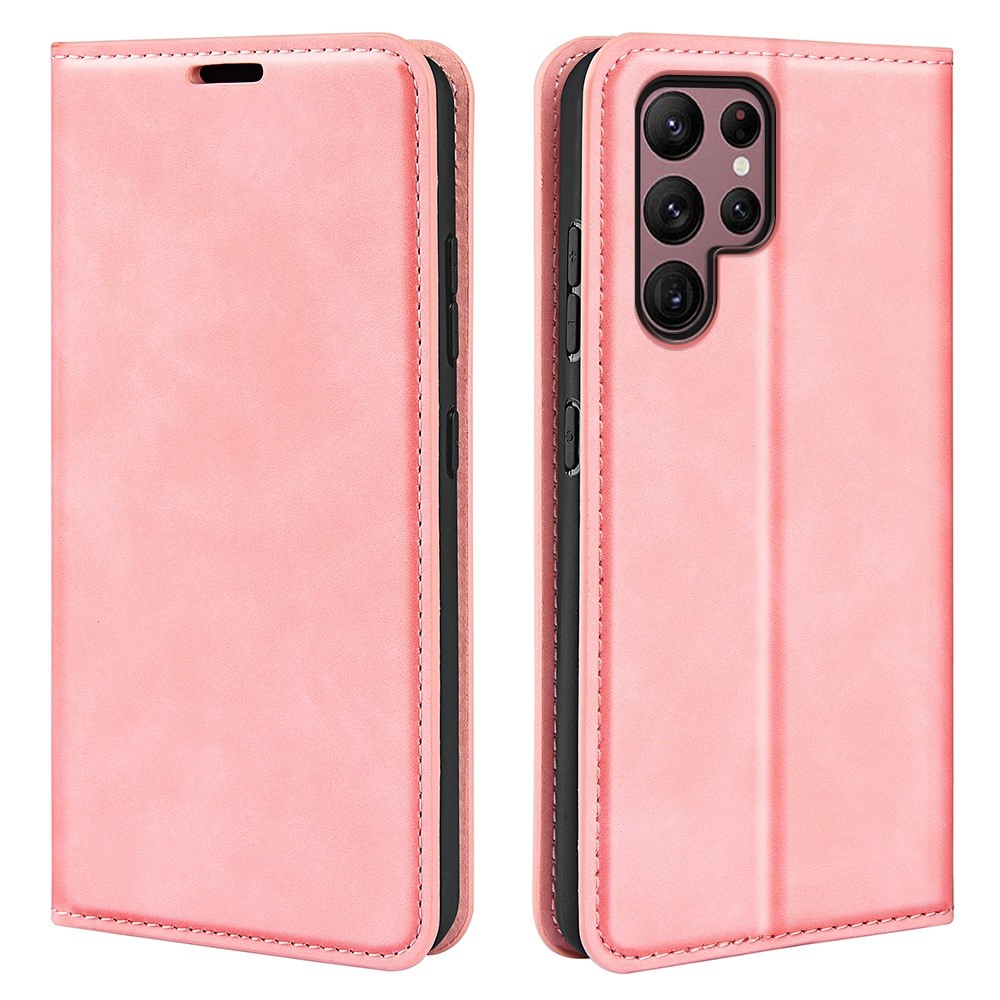  Samsung Galaxy S23 Ultra Fodral Flip Skin Touch Rosa