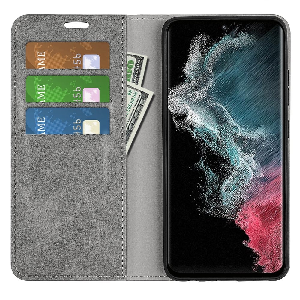  Samsung Galaxy S23 Ultra Fodral Flip Skin Touch Grå