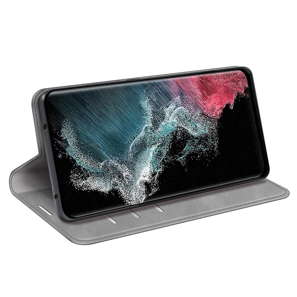  Samsung Galaxy S23 Ultra Fodral Flip Skin Touch Grå