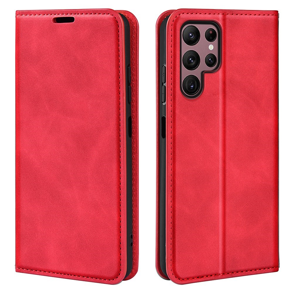  Samsung Galaxy S23 Ultra Fodral Flip Skin Touch Röd