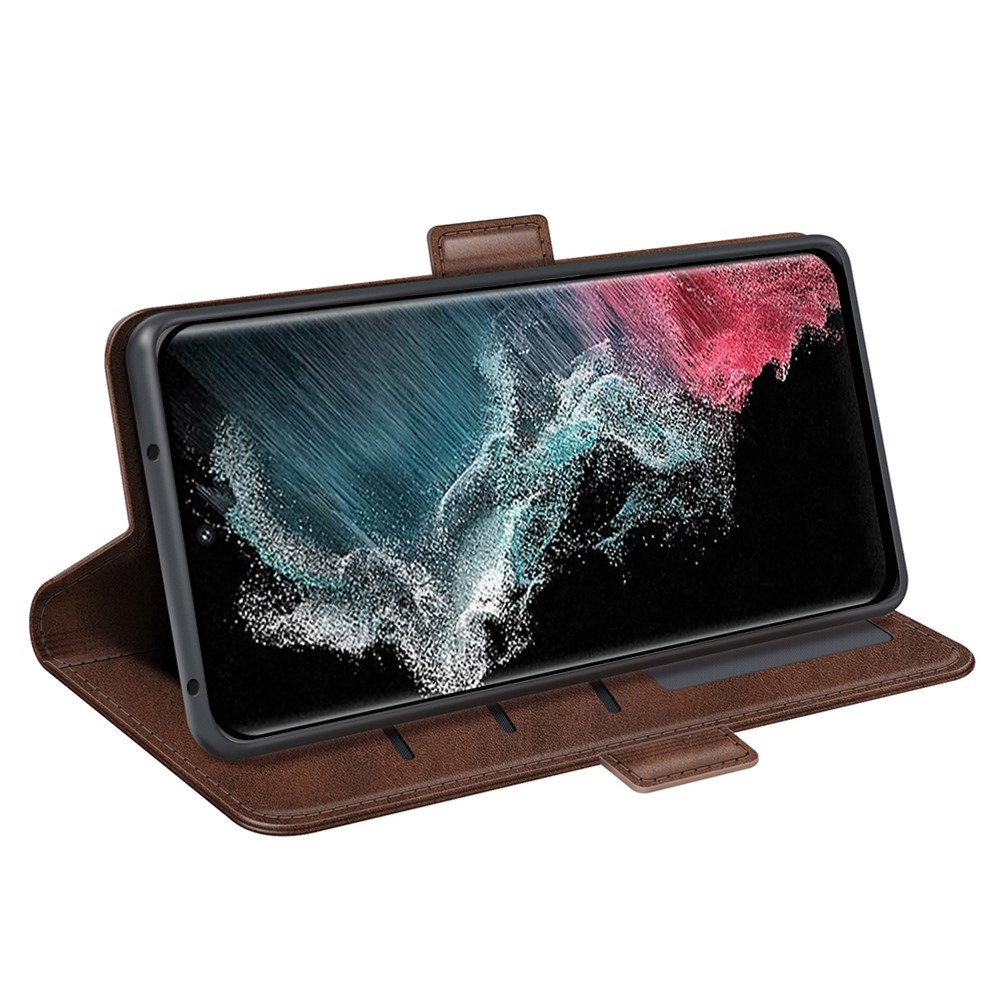  Samsung Galaxy S23 Ultra Fodral Magnetisk Stängning Brun