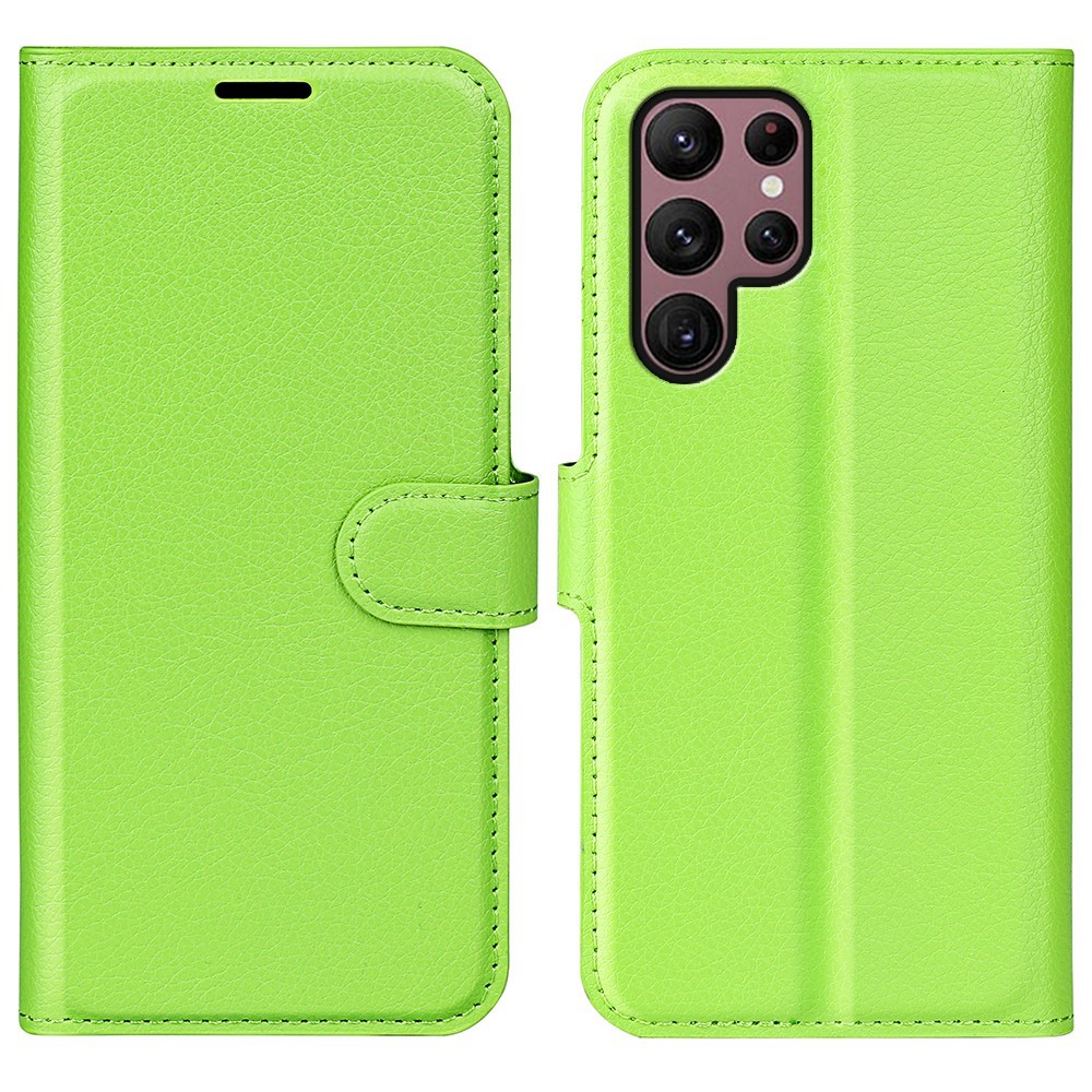  Samsung Galaxy S23 Ultra Fodral Litchi Läder Grön