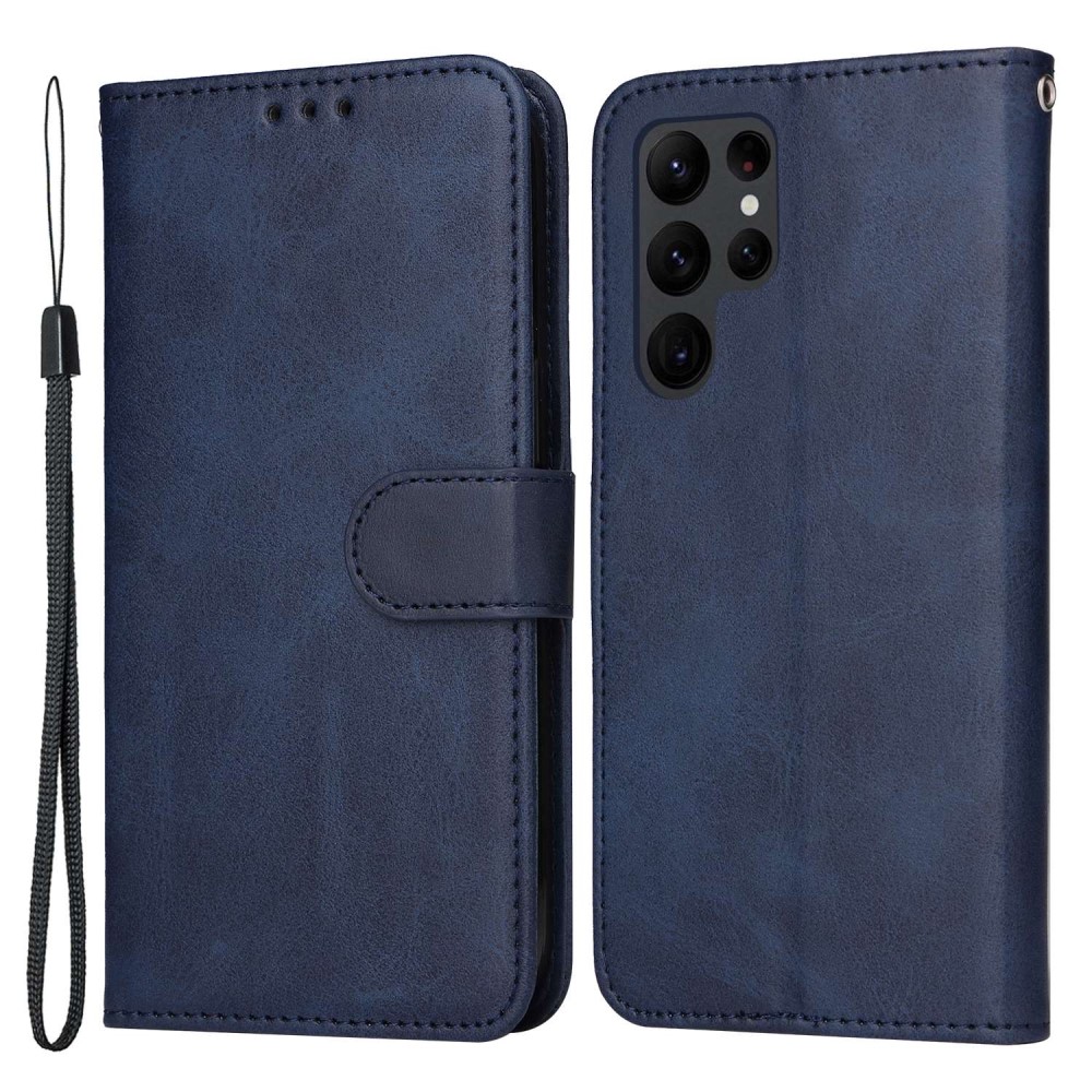  Samsung Galaxy S23 Ultra Fodral Läder Blå