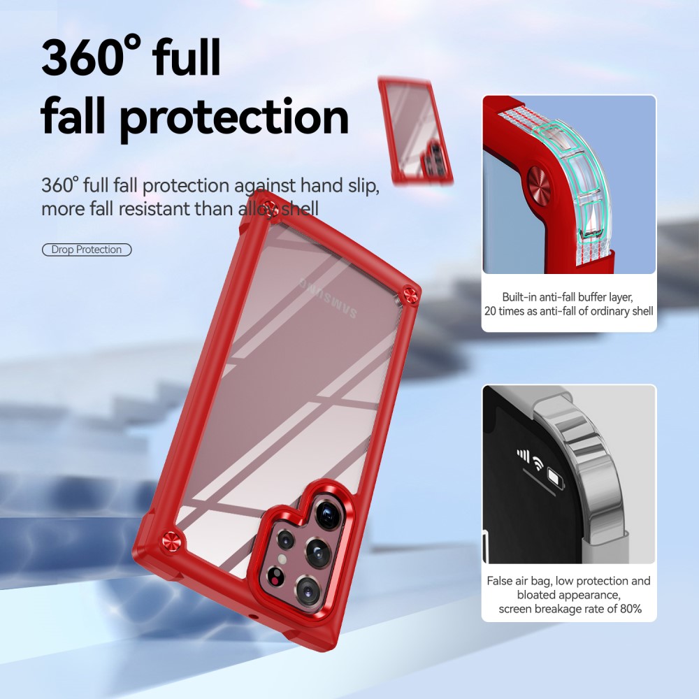  Samsung Galaxy S23 Ultra Skal Shockproof Hybrid Röd