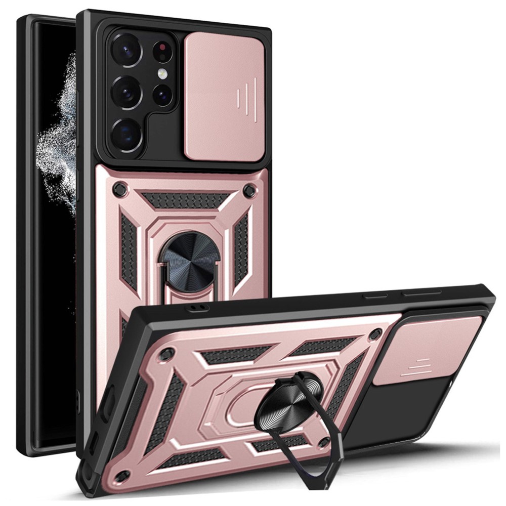  Samsung Galaxy S23 Ultra Skal Ring CamShield Roséguld