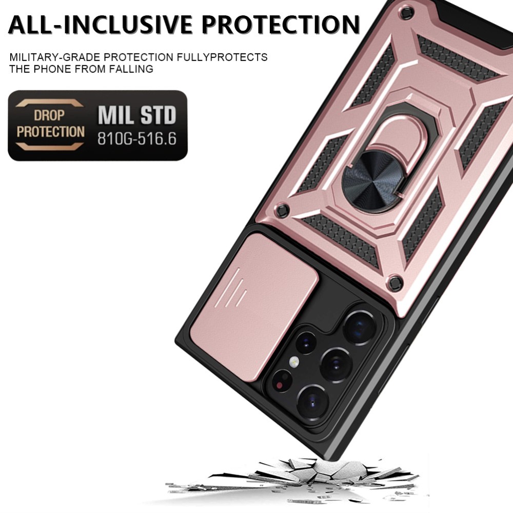  Samsung Galaxy S23 Ultra Skal Ring CamShield Roséguld