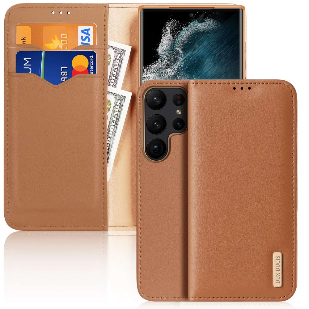 DUX DUCIS DUX DUCIS Galaxy S23 Ultra Fodral RFID Äkta Läder Brun