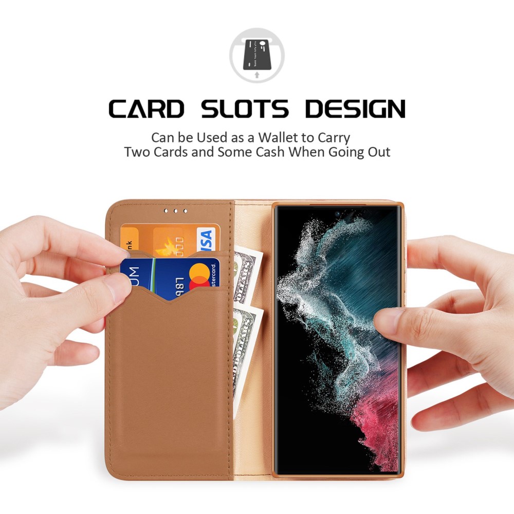 DUX DUCIS DUX DUCIS Galaxy S23 Ultra Fodral RFID Äkta Läder Brun