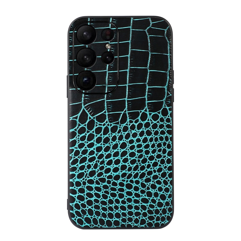  Samsung Galaxy S23 Ultra Skal Äkta Läder Krokodil Textur Brun