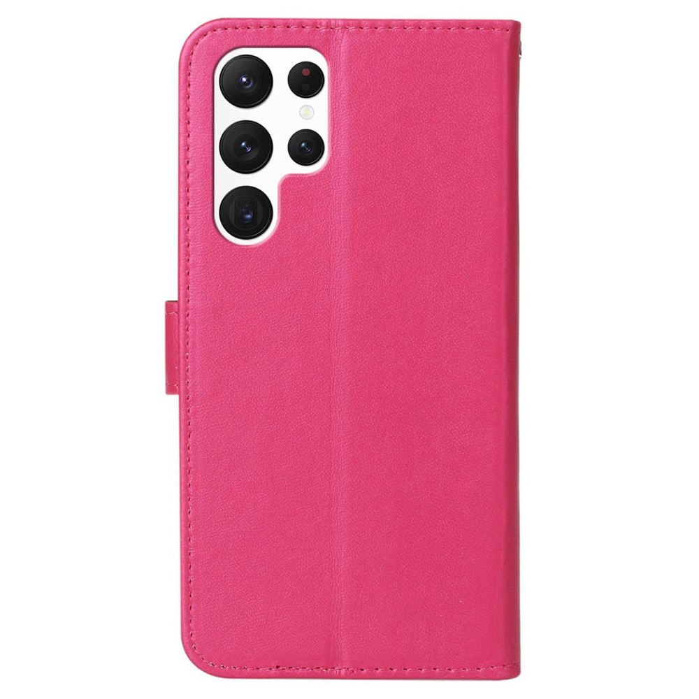  Samsung Galaxy S23 Ultra Fodral Solid Läder Rosa