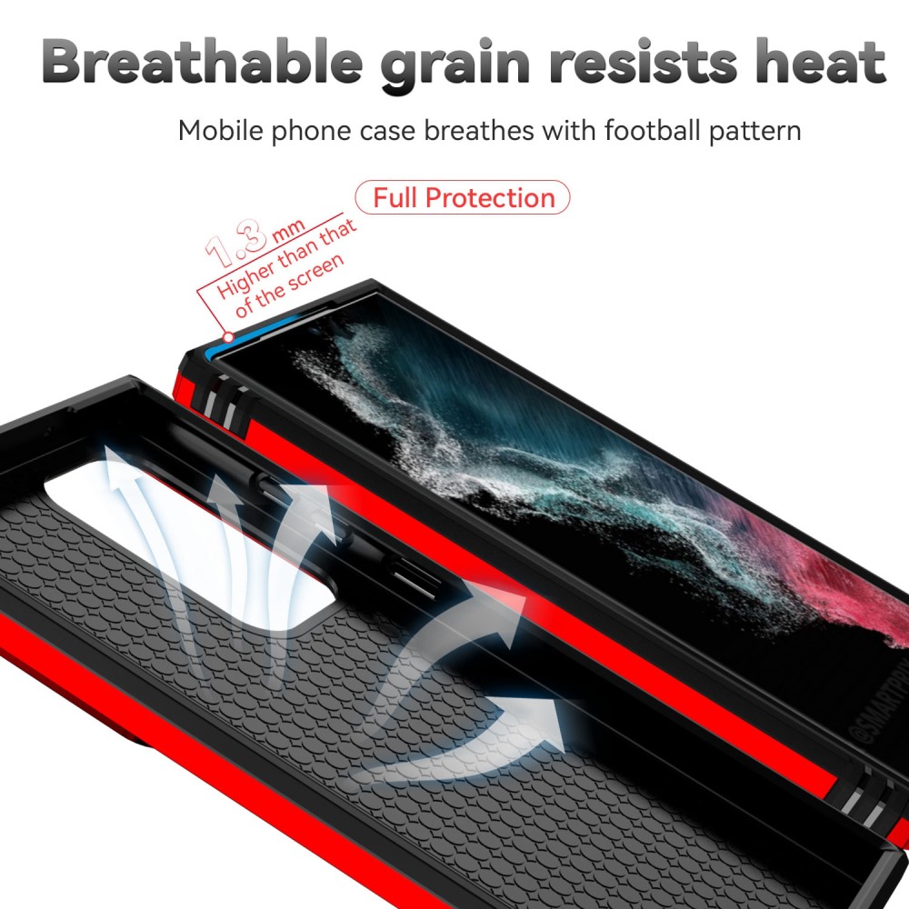  Samsung Galaxy S23 Ultra Skal Hybrid Ring CamShield Röd