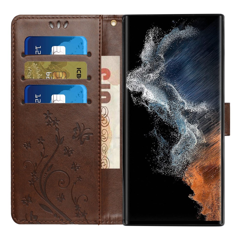  Samsung Galaxy S23 Ultra Fodral Med Tryck Brun