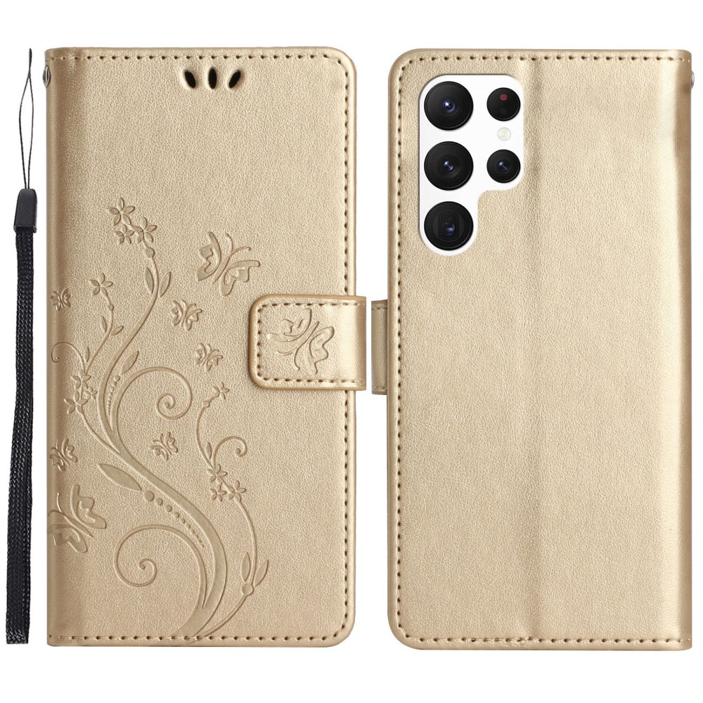  Samsung Galaxy S23 Ultra Fodral Med Tryck Guld