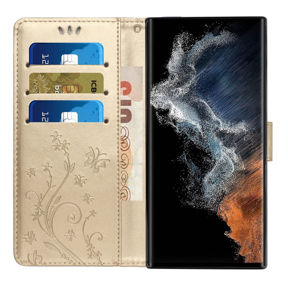  Samsung Galaxy S23 Ultra Fodral Med Tryck Guld