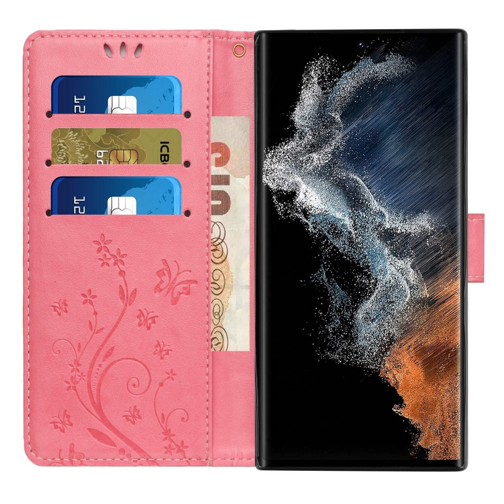  Samsung Galaxy S23 Ultra Fodral Med Tryck Rosa