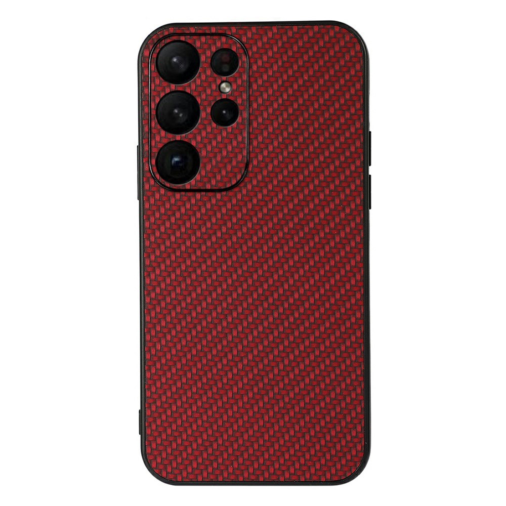  Samsung Galaxy S23 Ultra Skal Kolfiber Textur Röd