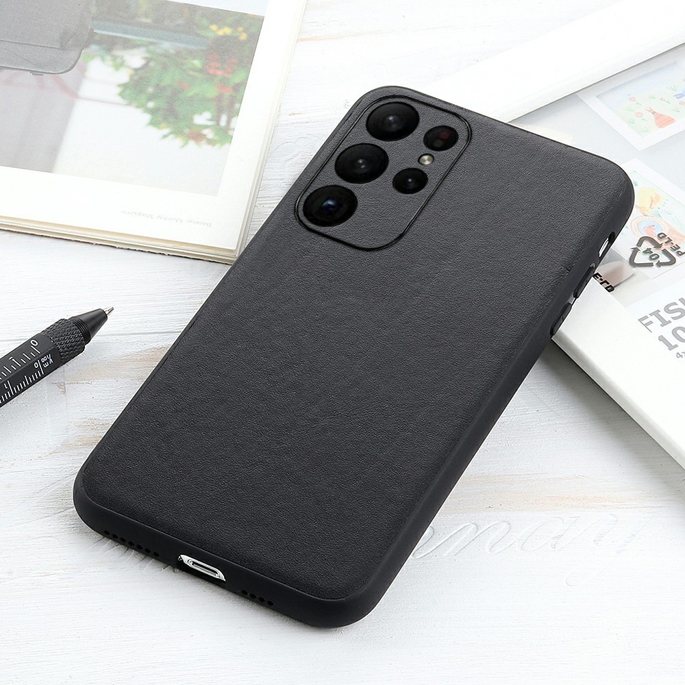  Samsung Galaxy S23 Ultra Skal Äkta Läder Svart