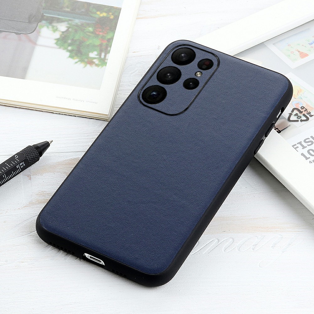  Samsung Galaxy S23 Ultra Skal Äkta Läder Blå