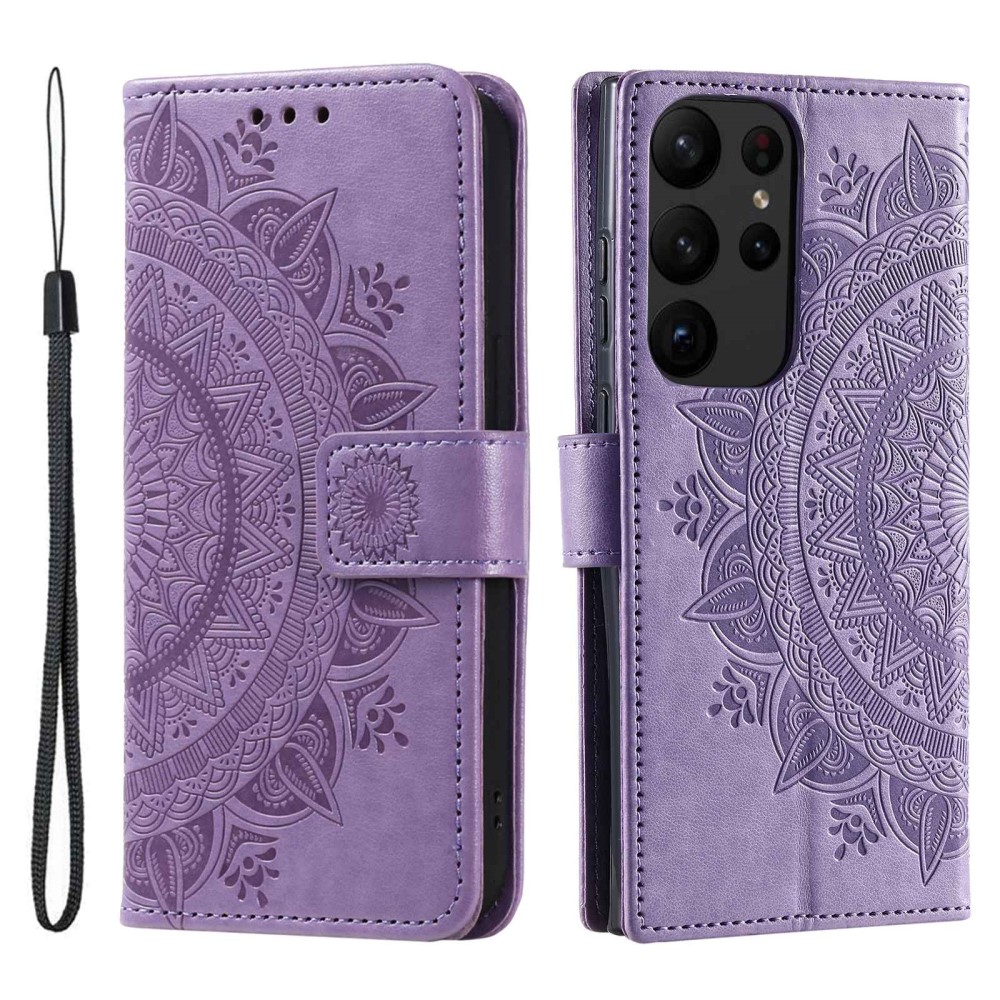  Samsung Galaxy S23 Ultra Fodral Mandala Läder Lila
