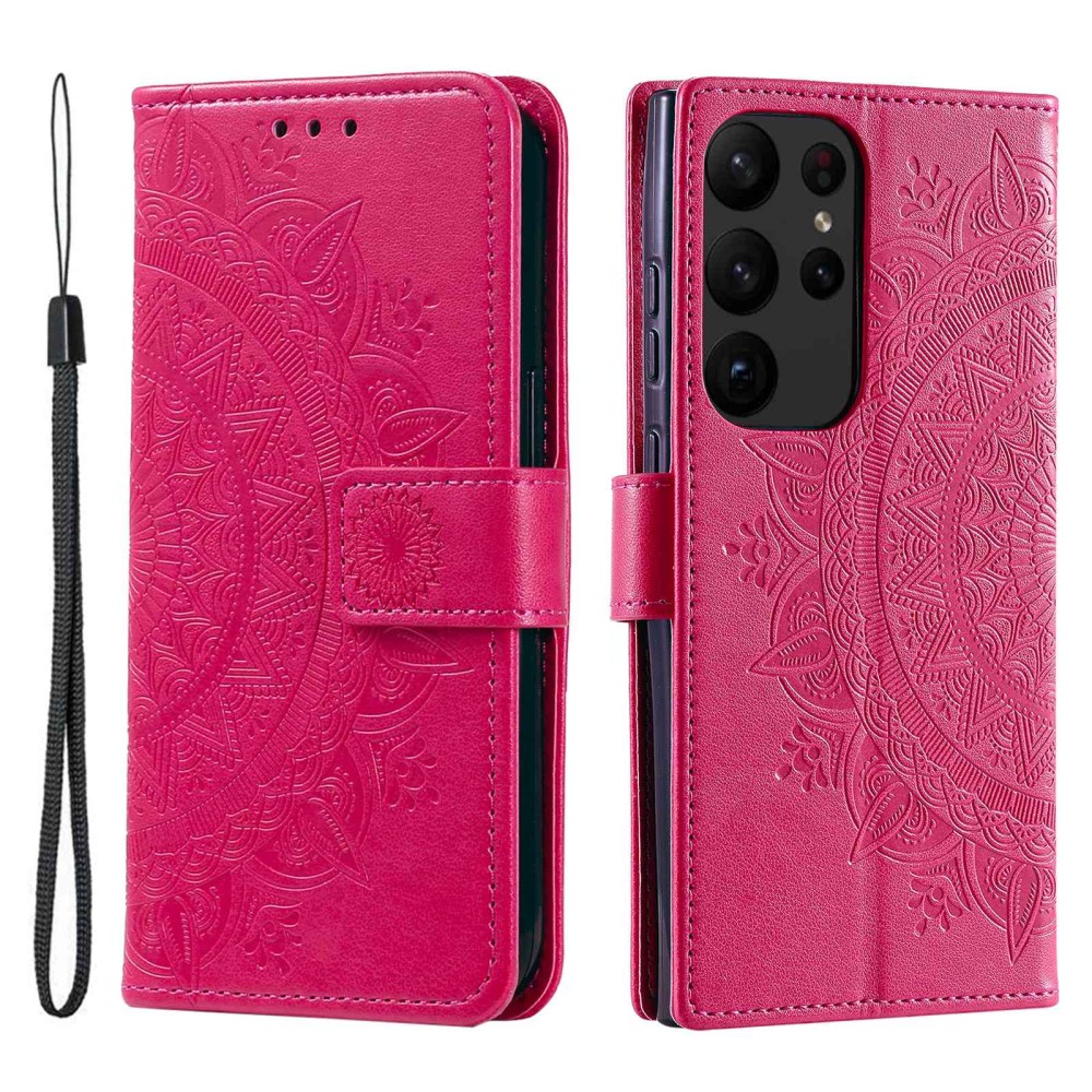  Samsung Galaxy S23 Ultra Fodral Mandala Läder Rosa