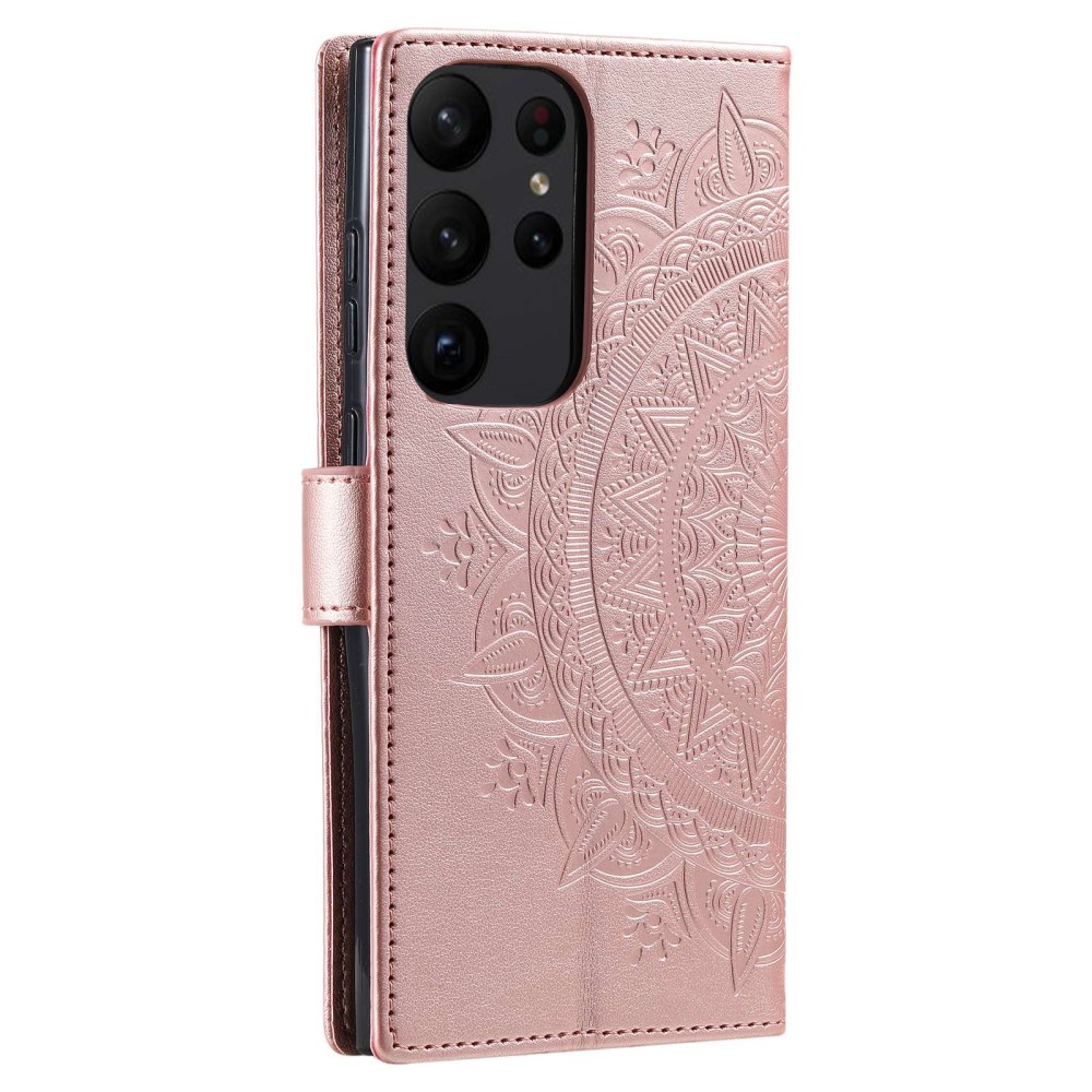  Samsung Galaxy S23 Ultra Fodral Mandala Läder Roséguld