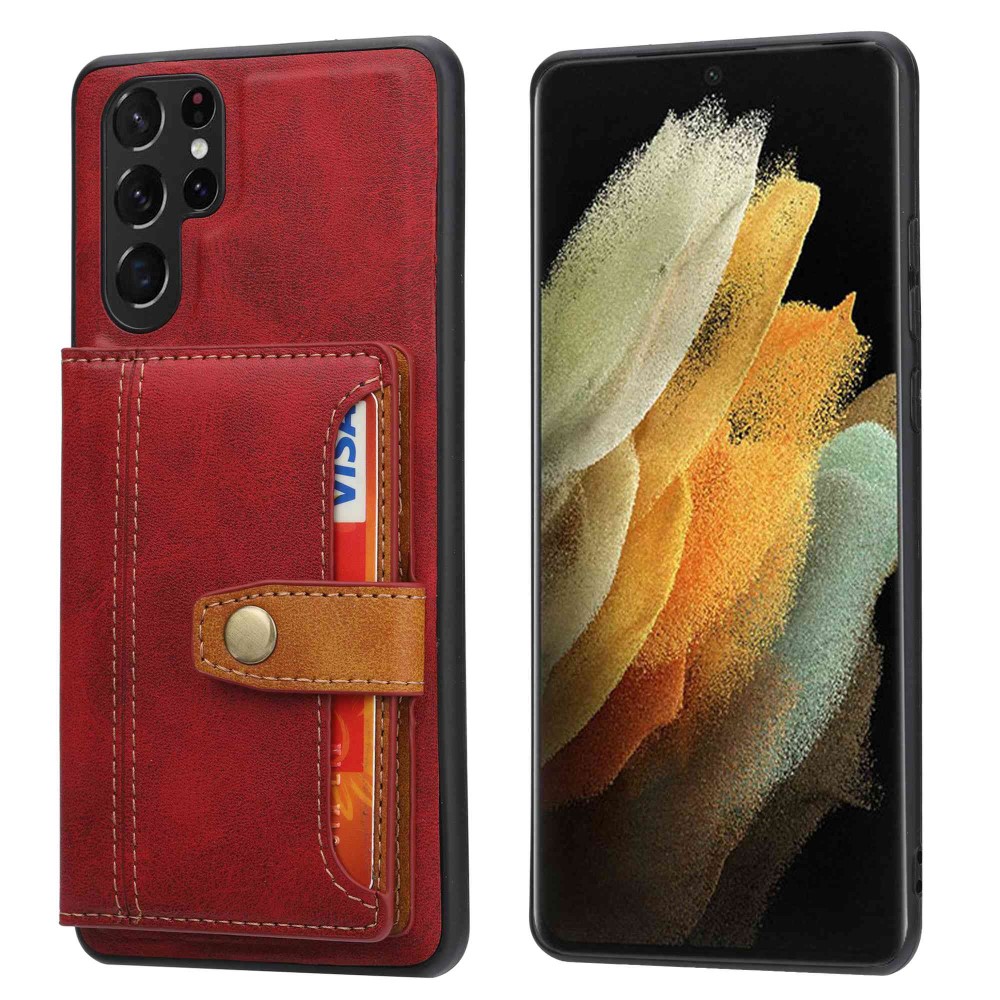  Samsung Galaxy S23 Ultra Skal Med Plånbok Röd