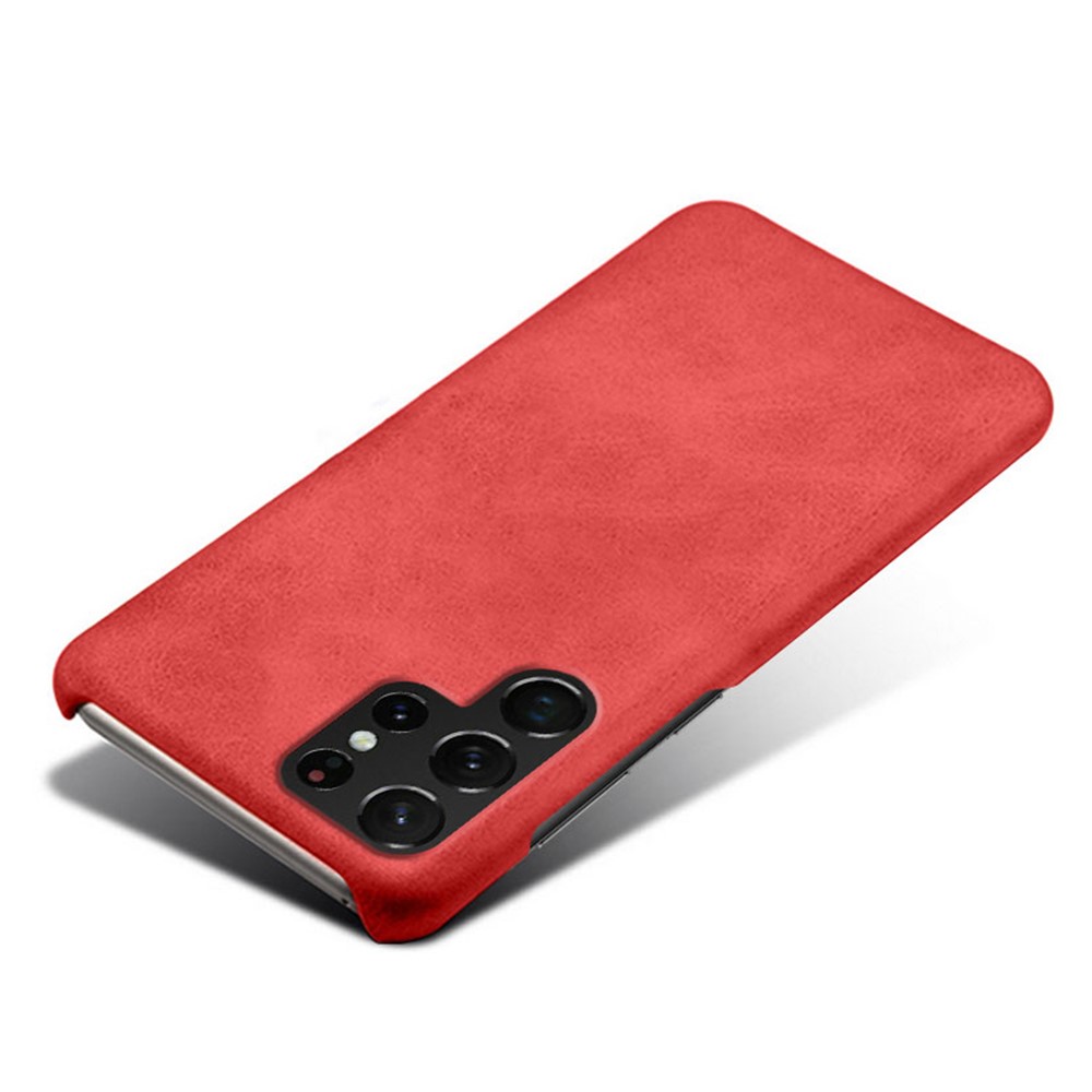  Samsung Galaxy S23 Ultra Skal Läder Belagt Röd