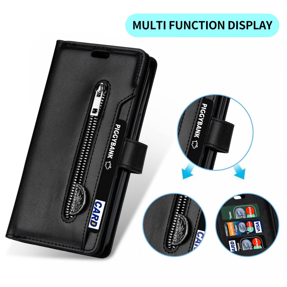  Galaxy S23 Ultra Fodral Multifunktionell Med Frontficka Svart