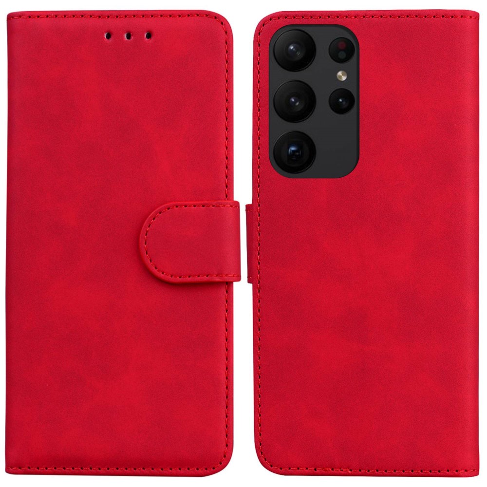  Samsung Galaxy S23 Ultra Fodral Läder Röd