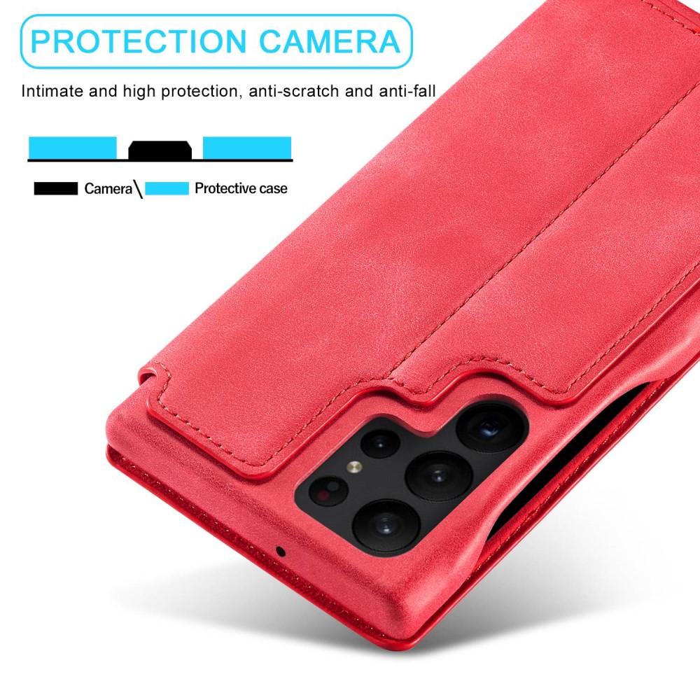 LC.IMEEKE LC.IMEEKE Samsung Galaxy S23 Ultra Fodral Flip Läder Röd