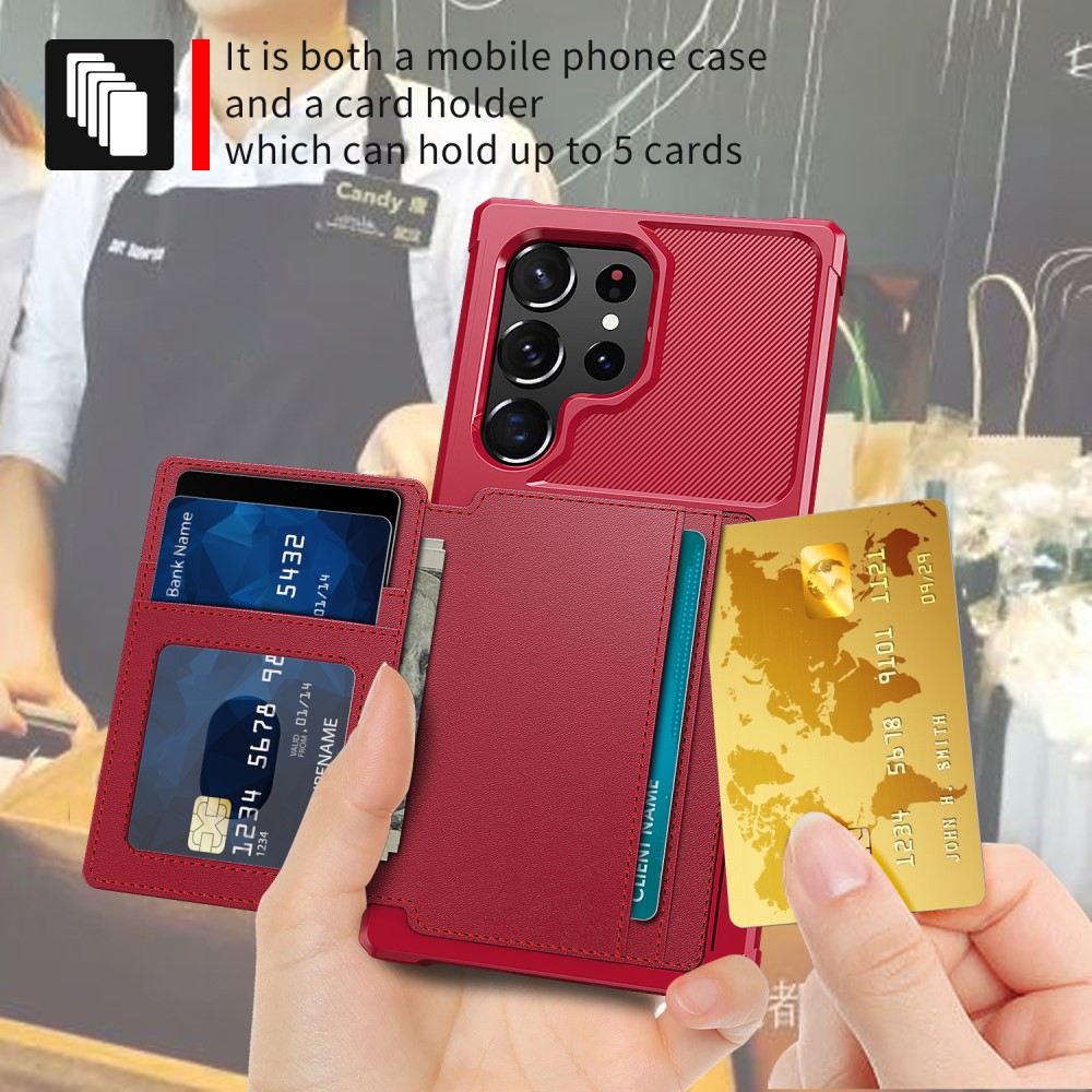  Samsung Galaxy S23 Ultra Skal Med Plånbok Röd