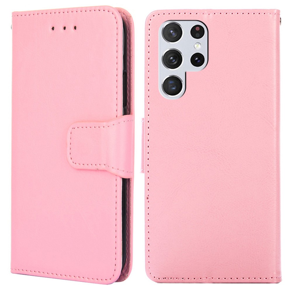  Samsung Galaxy S23 Ultra Fodral Läder Ljus Rosa