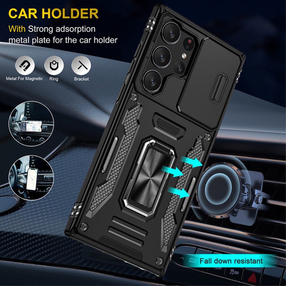  Samsung Galaxy S23 Ultra Skal Hybrid Ring Armor Svart
