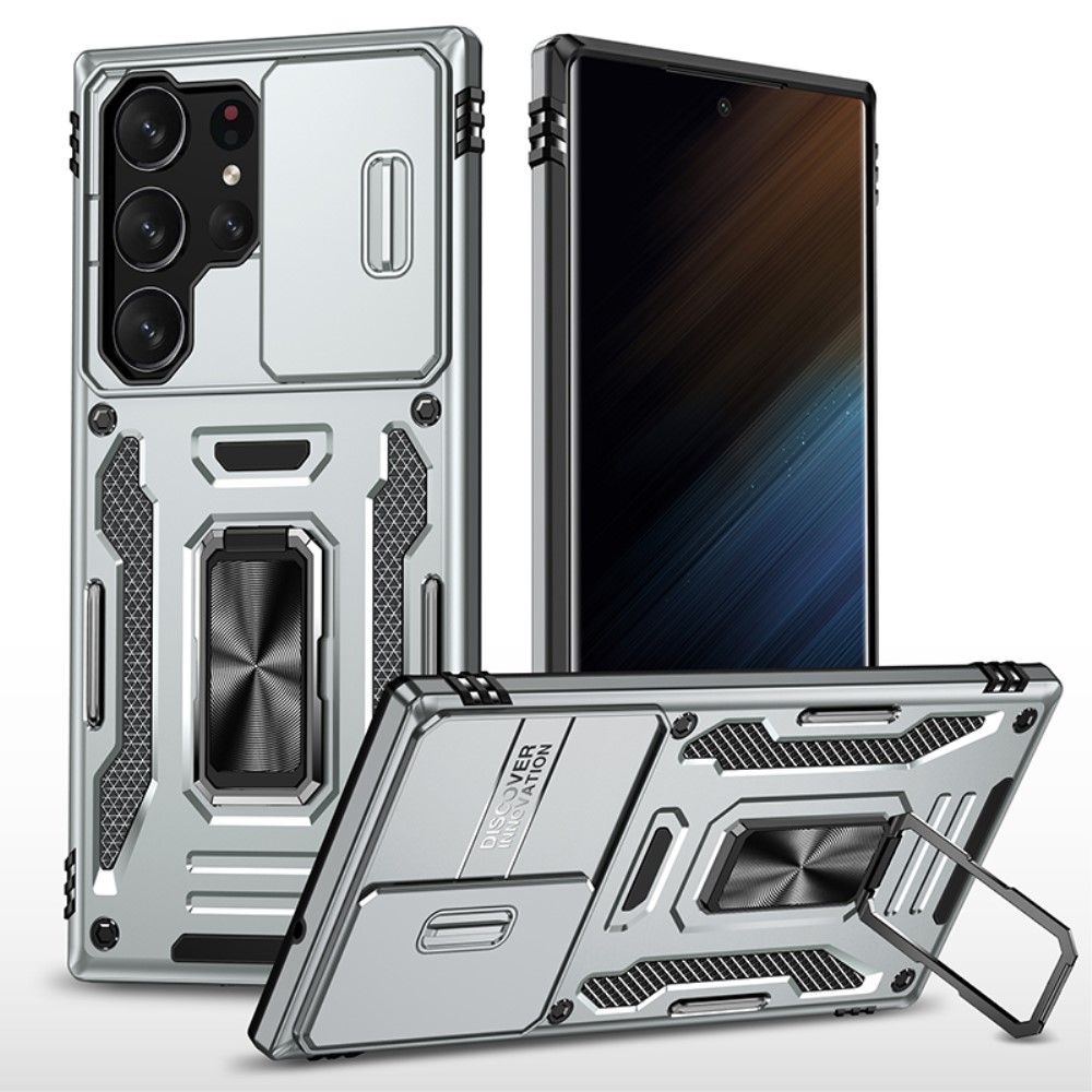  Samsung Galaxy S23 Ultra Skal Hybrid Ring Armor Grå