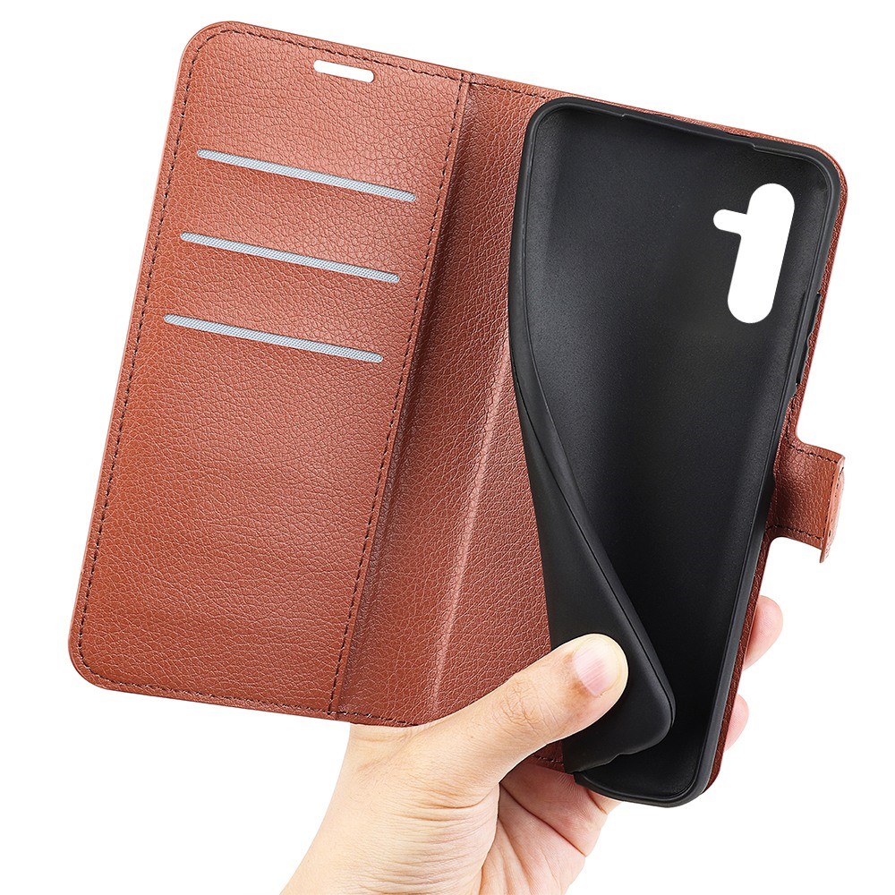  Samsung Galaxy A14 4G/5G Fodral Litchi Läder Brun