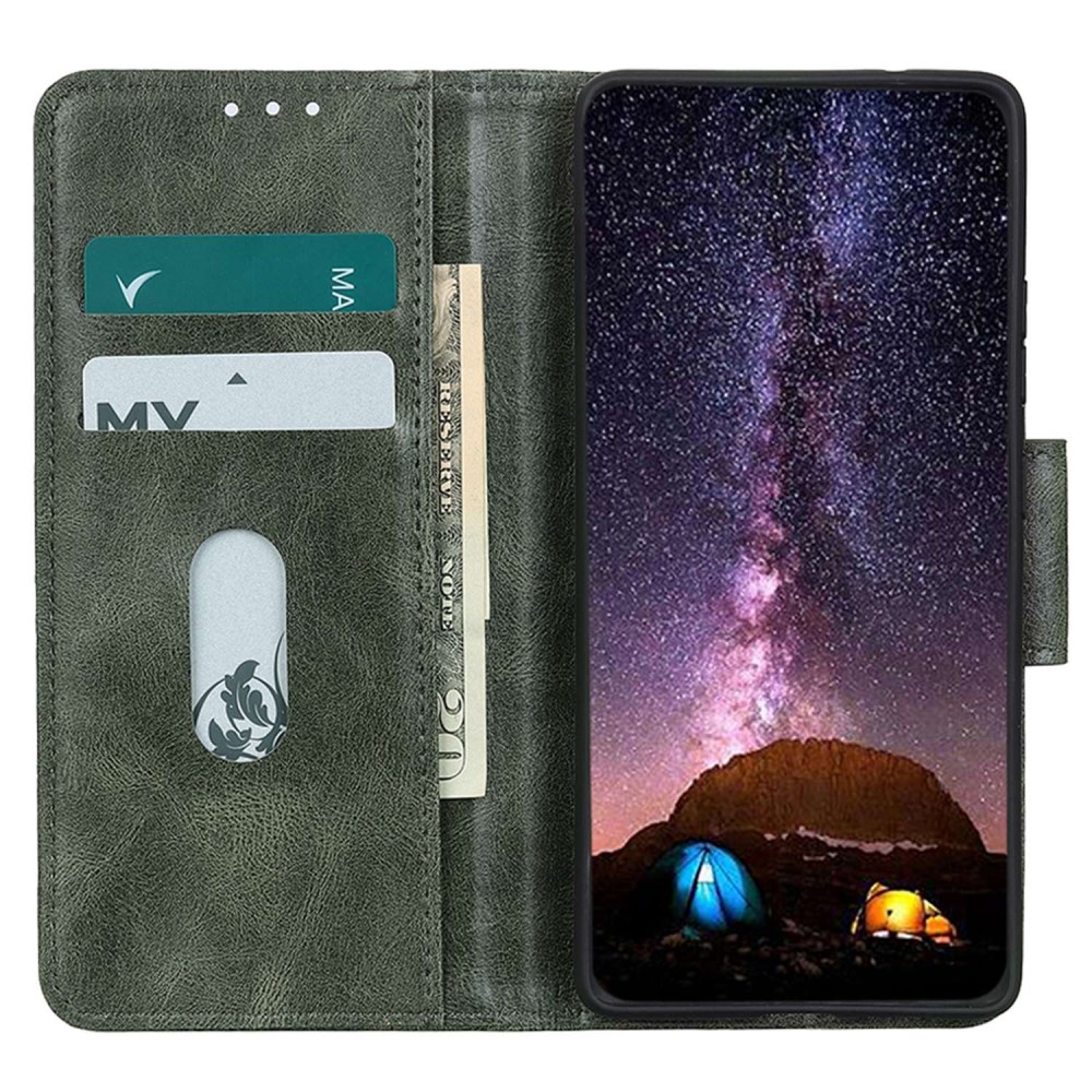  Samsung Galaxy S23 Fodral Crazy Horse Läder Svartgrön