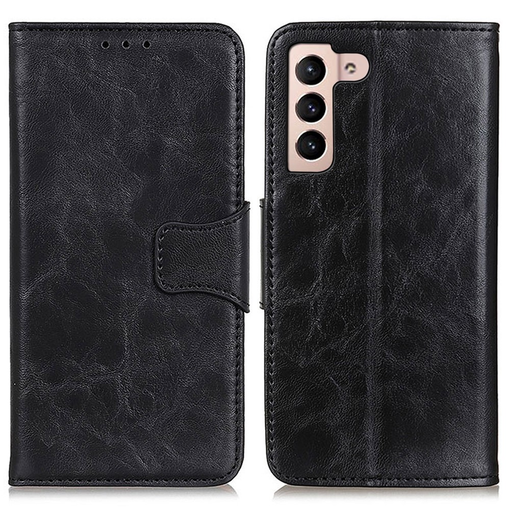  Galaxy S23 Fodral Crazy Horse Split Läder Svart