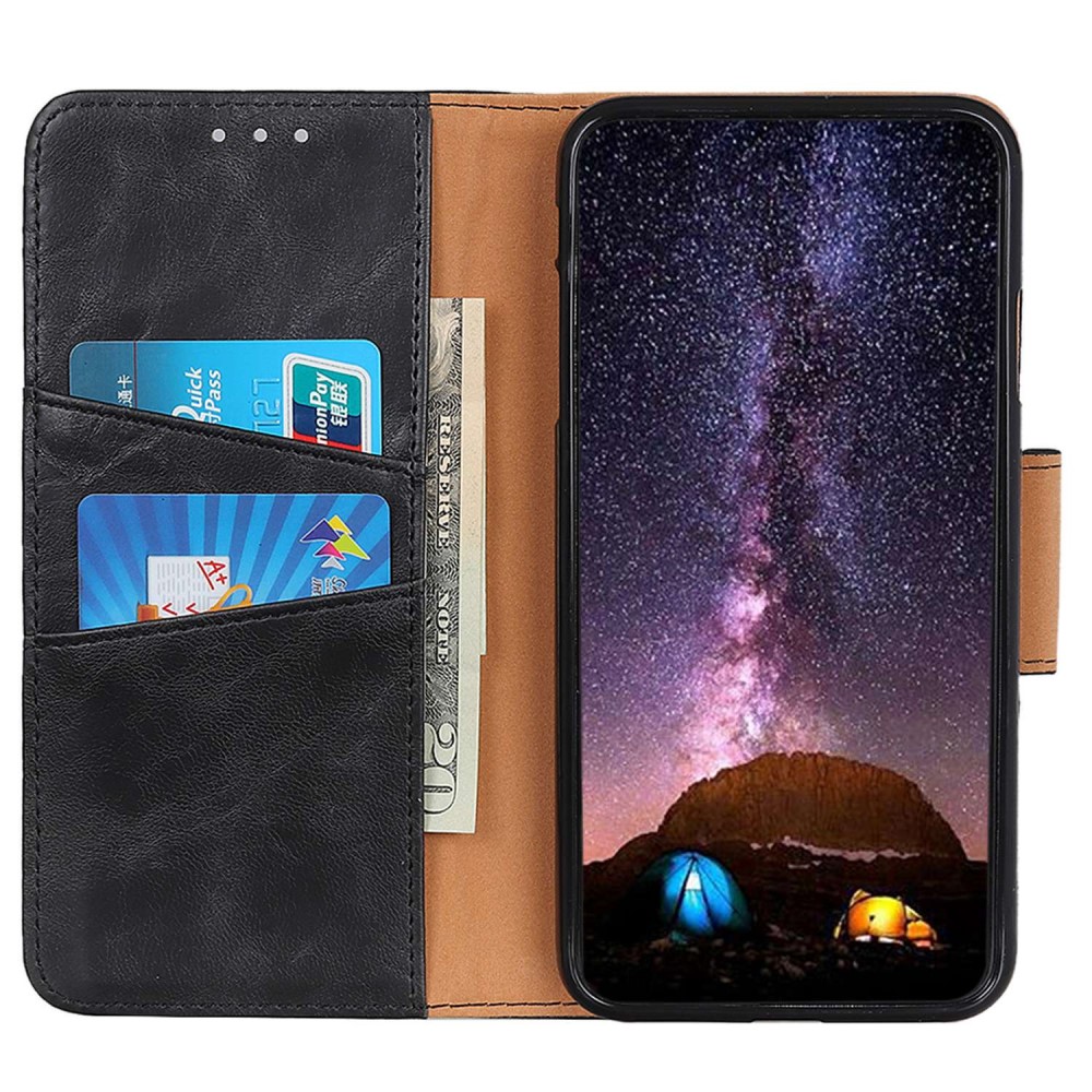  Galaxy S23 Fodral Crazy Horse Split Läder Svart