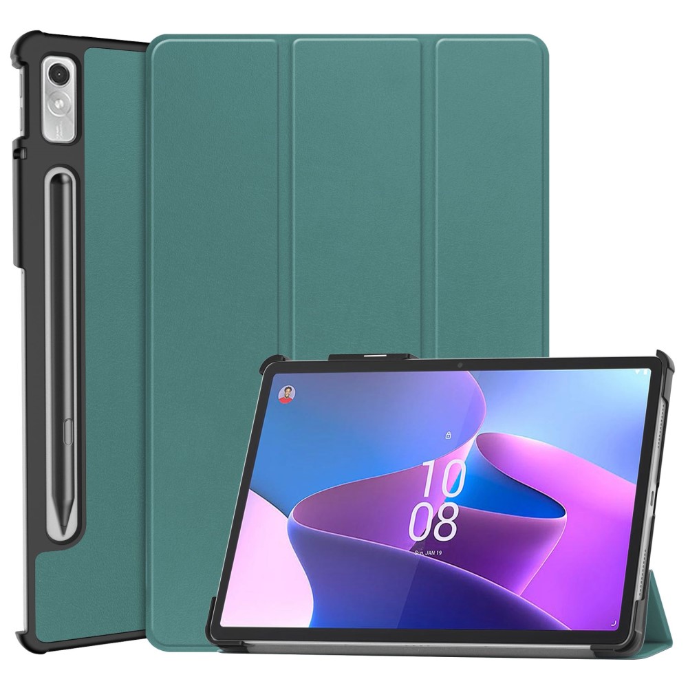  Lenovo Tab P11 Pro Gen 2 Fodral Tri-Fold Läder Svartgrön