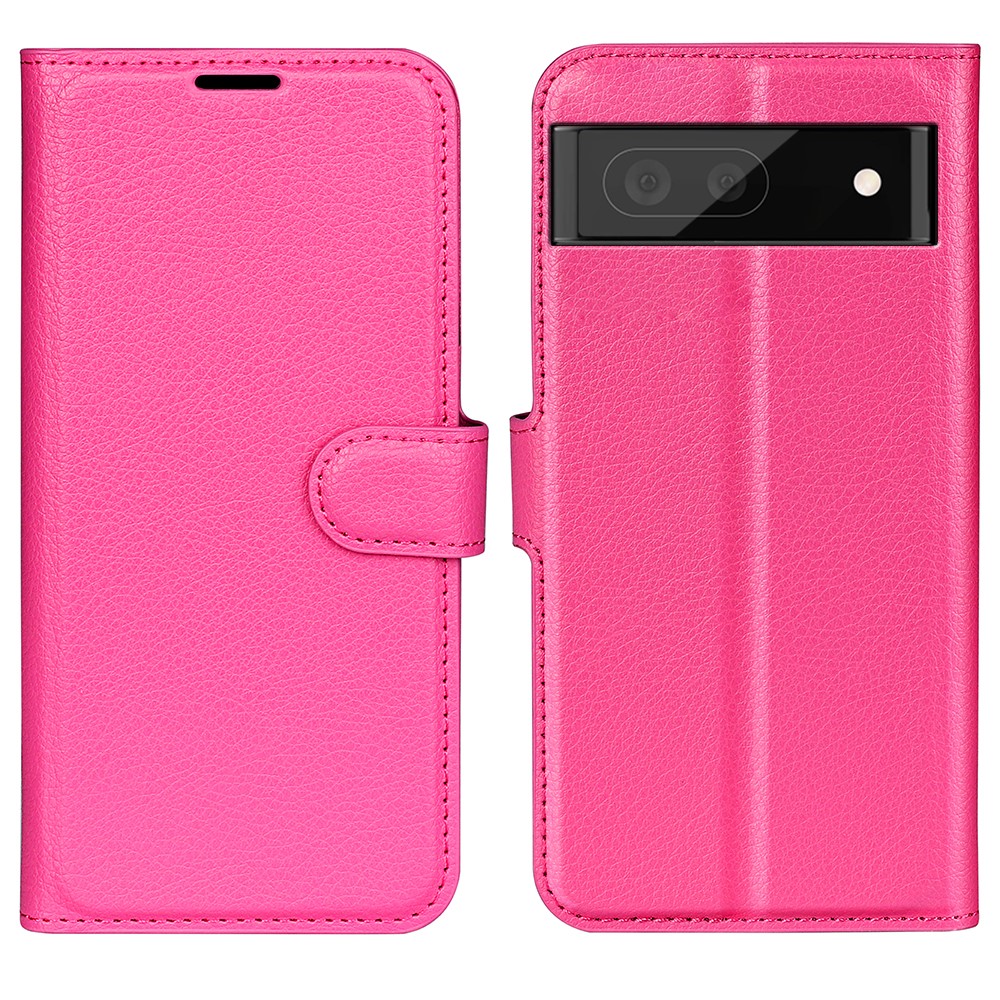  Google Pixel 6A Fodral Litchi Läder Rosa