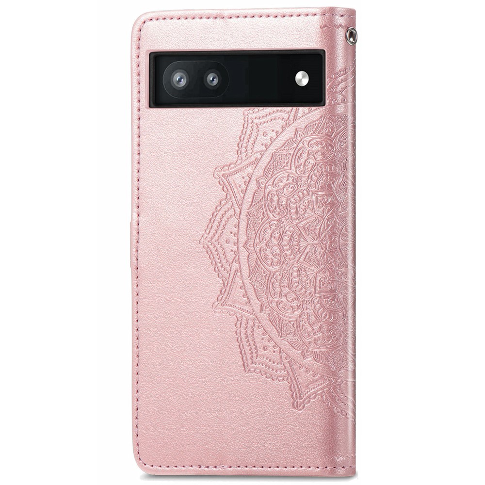  Google Pixel 6A Fodral Mandala Läder Roséguld