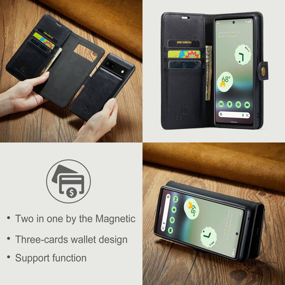 DG.MING DG.MING Google Pixel 6A 2in1 Magnet Fodral / Skal Svart